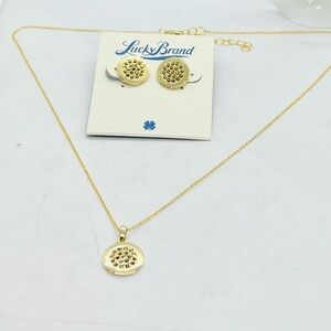 Lucky Brand Gold-Tone Honeycomb Pendant Necklace & Stud Earring Set